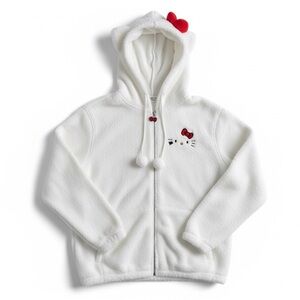 NWT Hello Kitty Sherpa Fleece Zip Hoodie Cozy Kawaii Jacket Gift White Size XL